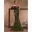 [Elegant Mermaid Gown] Form-Fitting Mermaid Gown | Elegant Deep V-Neck Sequin Evening Dress with Ruffle Sleeves and Geometric Pattern, Perfect for Weddings and Formal Events
