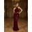 Elegant Red Halter Neck Bodycon Dress with Sequin Detail, Sleeveless Geometric Pattern for Weddings, Parties & Formal Events