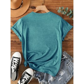 [Graphic Print Tee] Soft Stretch Women's Casual Short Sleeve T-Shirt with 