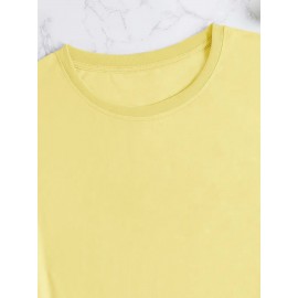 Women's Casual Short Sleeve T-Shirt - Vibrant Yellow Spanish Letter Print with Lighthouse & Wave Design, Inspirational 