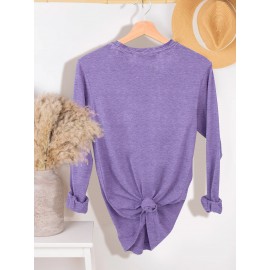 Women'S Christmas Puppy & Tree Graphic Long Sleeve T-Shirt - Soft Breathable Fabric, Stretchy Comfort Fit, Round Neck Casual Holiday Top for All Seasons, Sizes S-XXL, Christmas Shirts, Allseason Apparel, Playful Design, Durable Print