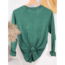 Women'S Christmas Puppy & Tree Graphic Long Sleeve T-Shirt - Soft Breathable Fabric, Stretchy Comfort Fit, Round Neck Casual Holiday Top for All Seasons, Sizes S-XXL, Christmas Shirts, Allseason Apparel, Playful Design, Durable Print