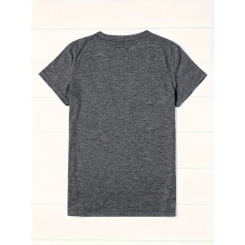 Casual Vintage Loose Round-Neck Short-Sleeve T-Shirt with a Simple English Letter Print Design.