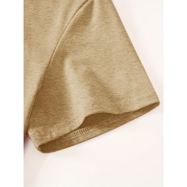 Casual Vintage Loose Round-Neck Short-Sleeve T-Shirt with a Simple English Letter Print Design.