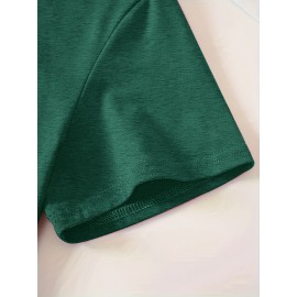 Casual Vintage Loose Round-Neck Short-Sleeve T-Shirt with a Simple English Letter Print Design.