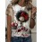 Women'S Casual T-Shirt with Vibrant Comic Art Print - Soft, Comfortable Round Neck Tee with Red Bow & Floral Basket Design, Perfect Gift for Casual Attire, Ladies T Shirts