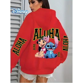 [Disney Lilo & Stitch Hoodie] Disney Licensed Women's Lilo and Stitch Casual Zip-Up Hoodie | Vibrant Fluorescent Green 