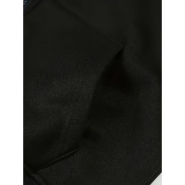 Plus Size Stitch Graphic Hoodie - Cute Cartoon Print with Hearts & Stars, Zip-Up Pullover with Pockets, Machine Washable, Black & Pink, Perfect for Casual Wear, Parties, and Holidays, Casual Wear Hoodie | Playful Design | Stretchy Fabric, Disney Shirts