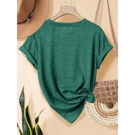 [Cute Heart T-Shirts] 3pcs Women's Heart Graphic T-Shirts | Casual Crew Neck Short Sleeve Tops with 