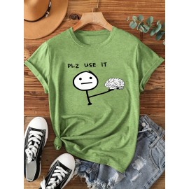 [Graphic Print Tee] Soft Stretch Women's Casual Short Sleeve T-Shirt with 